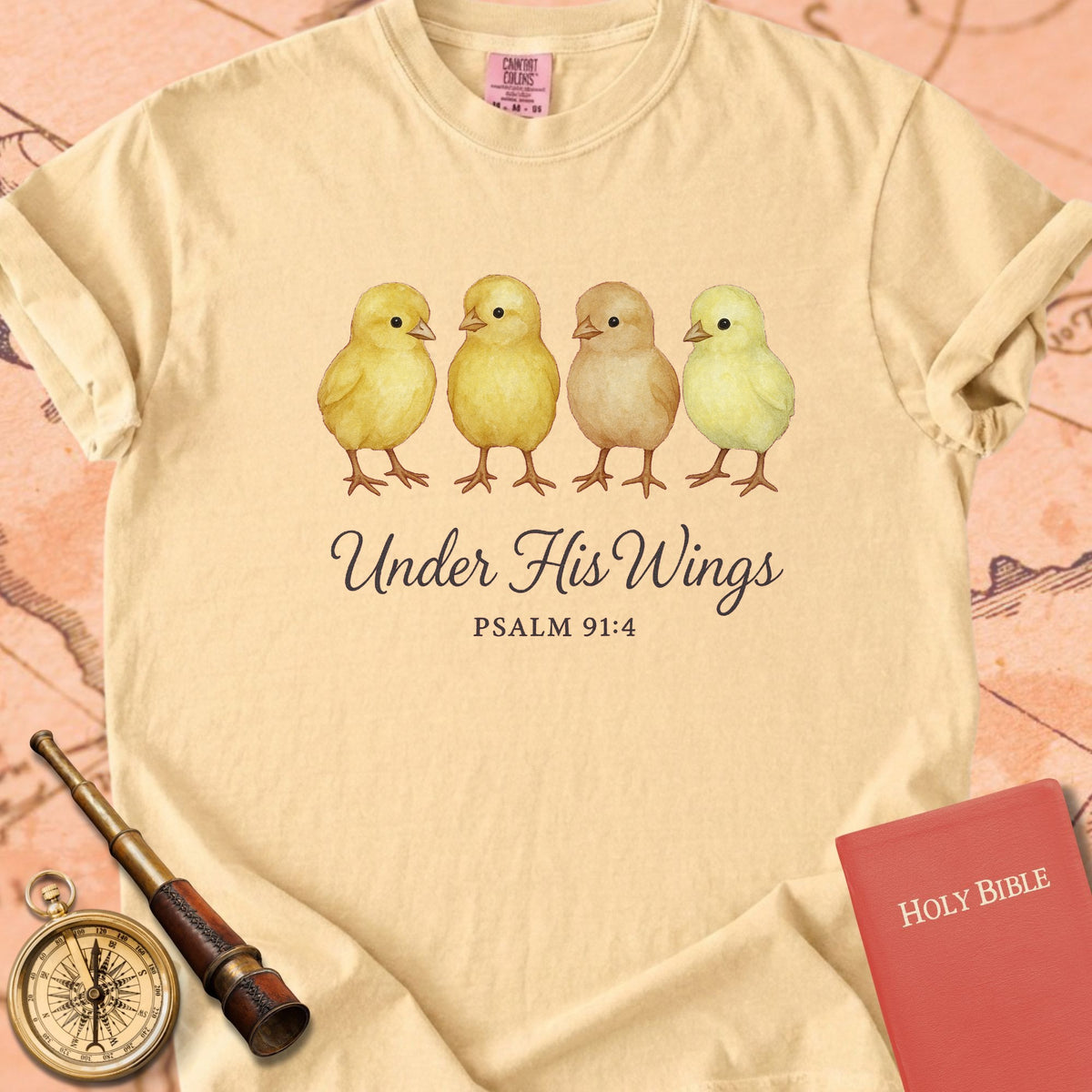 Under His Wings — Chicks Premium T-shirt — Butter Comfort Colors