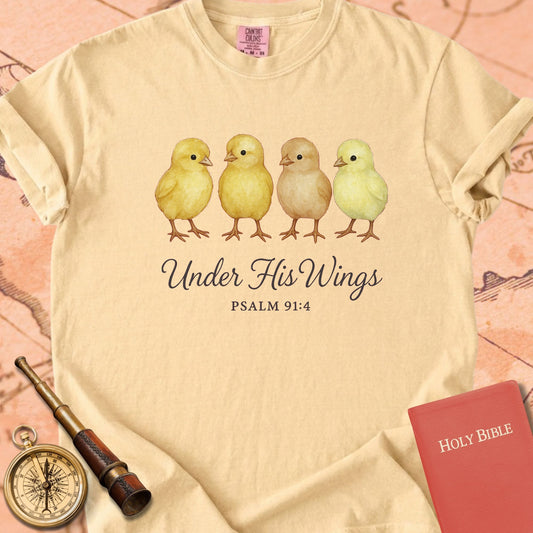 Under His Wings — Chicks Premium T-shirt — Butter Comfort Colors