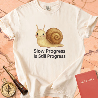Slow Progress Is Still Progress — Cute Snail Premium T-shirt — Ivory Comfort Colors