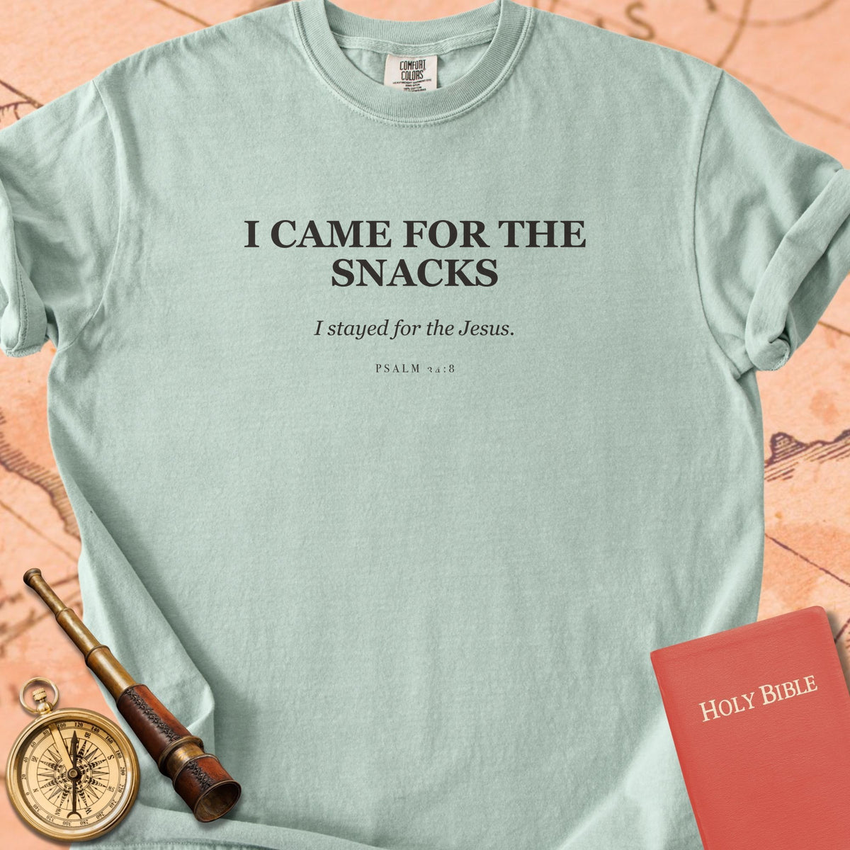 I Came for the Snacks, I Stayed for the Jesus — Bay Comfort Colors