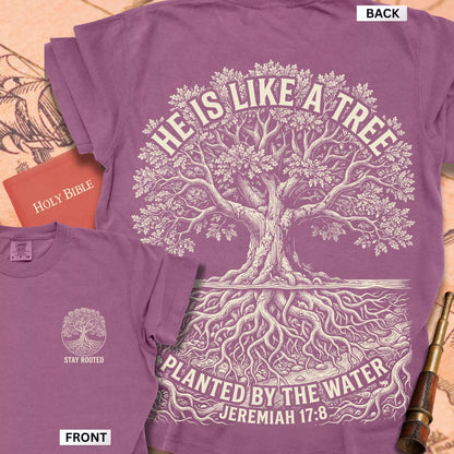 Jeremiah 17:8  Planted by the Water Tree Tee T-shirt