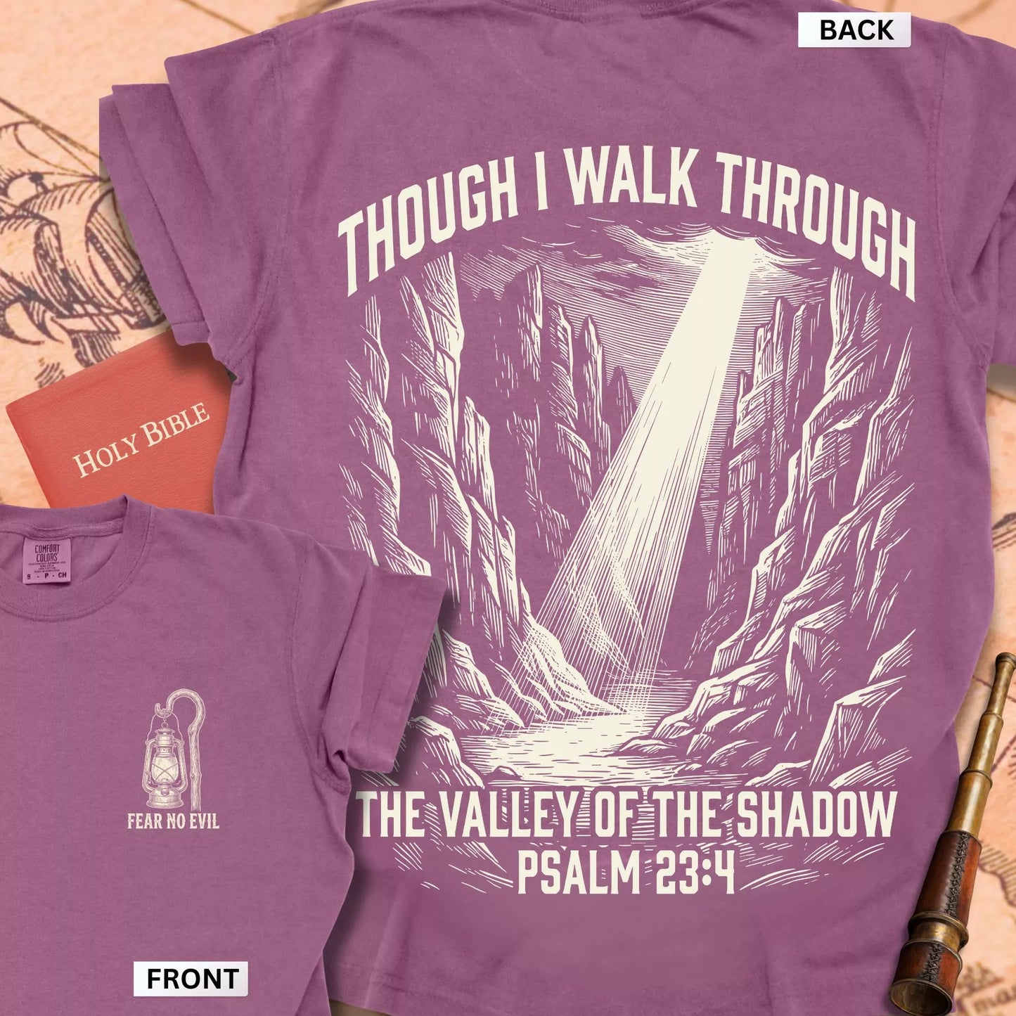 Psalm 23:4 Though I Walk Through the Valley Premium T-shirt
