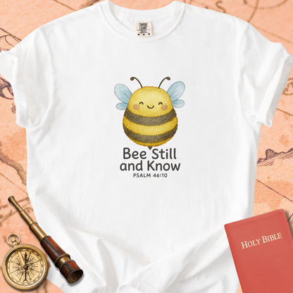 Bee Still and Know — Cute Bumblebee Premium T-shirt — White Comfort Colors