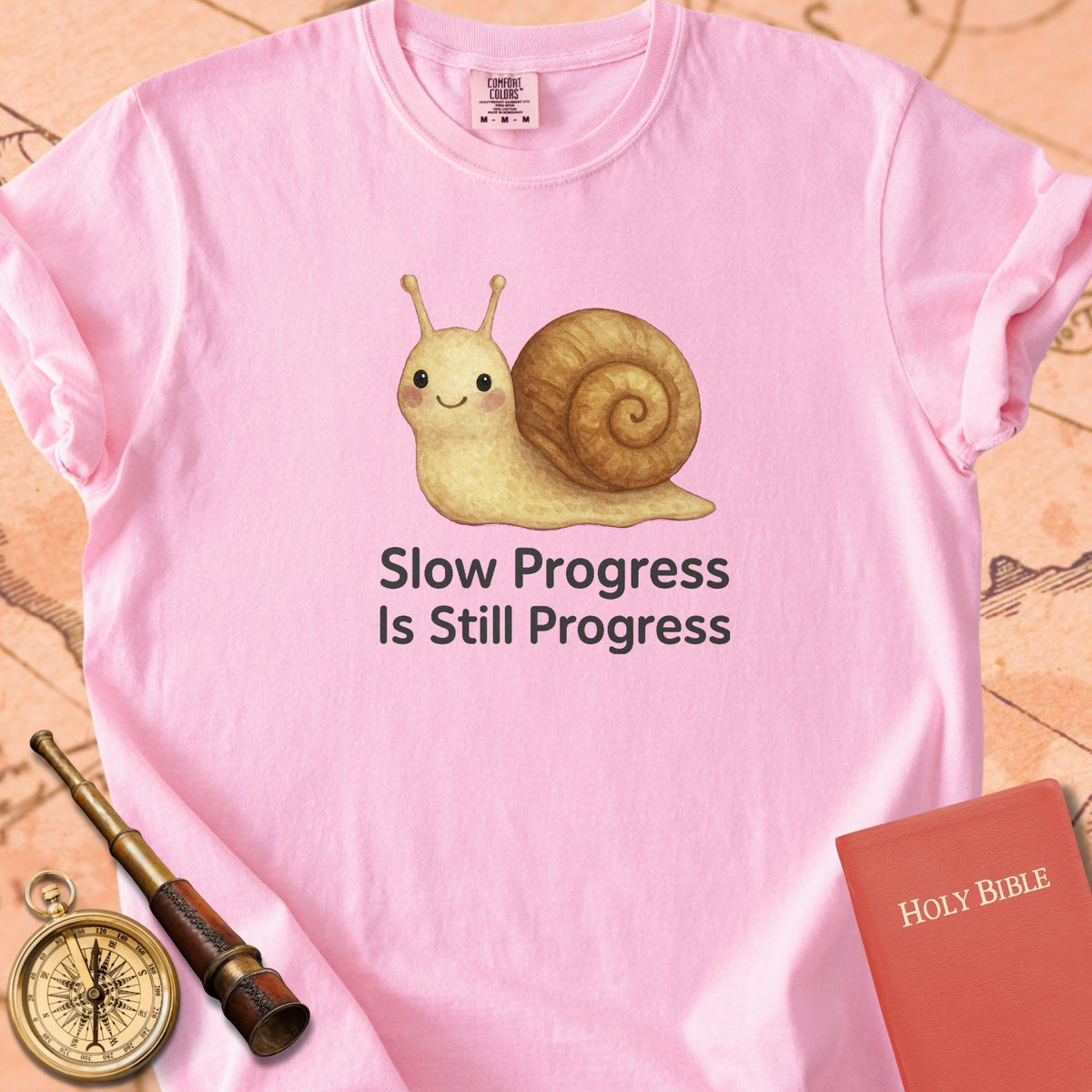 Slow Progress Is Still Progress — Cute Snail Premium T-shirt — Blossom Comfort Colors