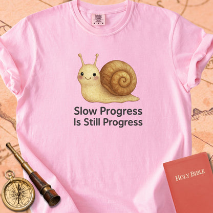 Slow Progress Is Still Progress — Cute Snail Premium T-shirt — Blossom Comfort Colors