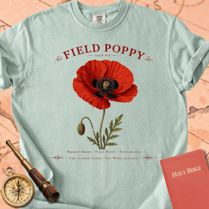 Field Poppy — "The Flower Fades, the Word Endures" | Isaiah 40:8 Premium T-shirt