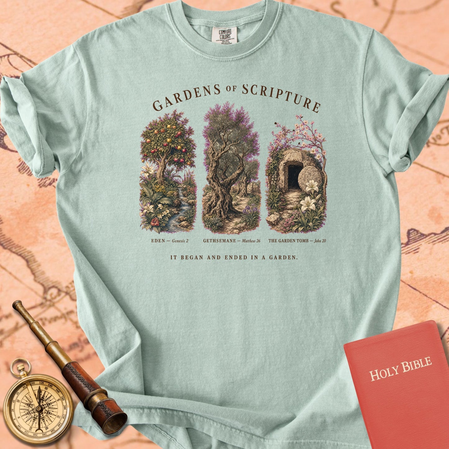 Gardens of Scripture "It Began and Ended in a Garden" | Christian Botanical Tee