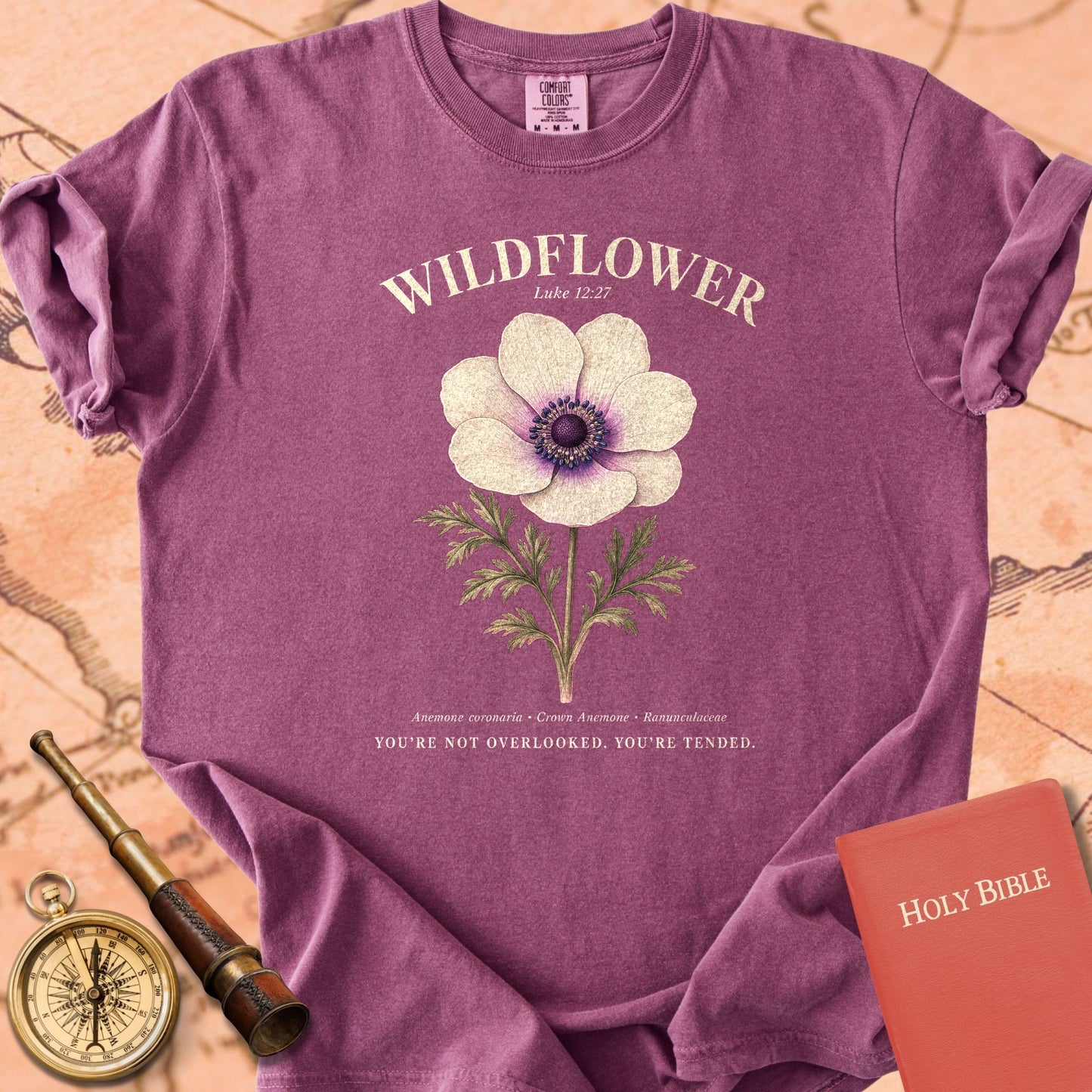 Wildflower "You're Not Overlooked" | Luke 12:27 Botanical Christian Tee