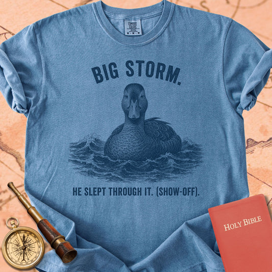 Big Storm. He Slept Through It. Premium T-shirt