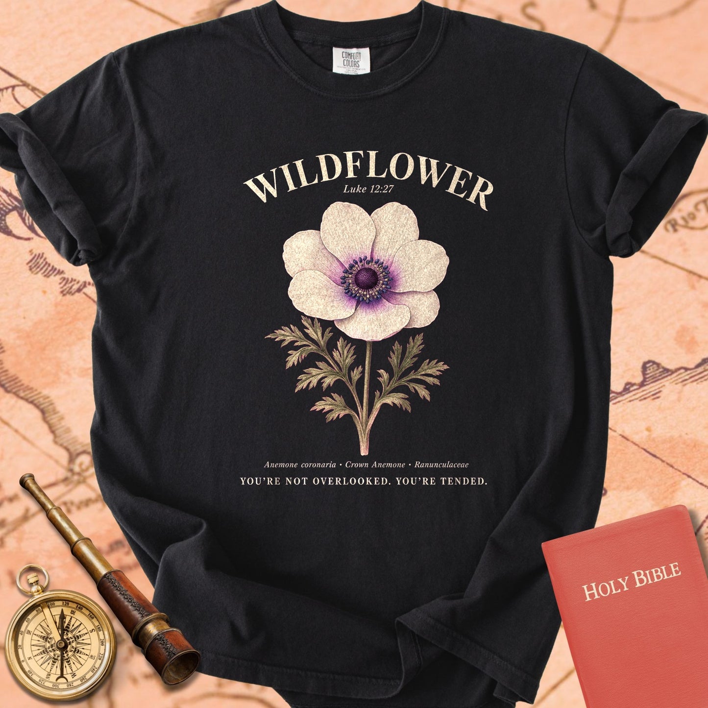 Wildflower "You're Not Overlooked" | Luke 12:27 Botanical Christian Tee