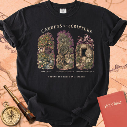 Gardens of Scripture "It Began and Ended in a Garden" | Christian Botanical Tee