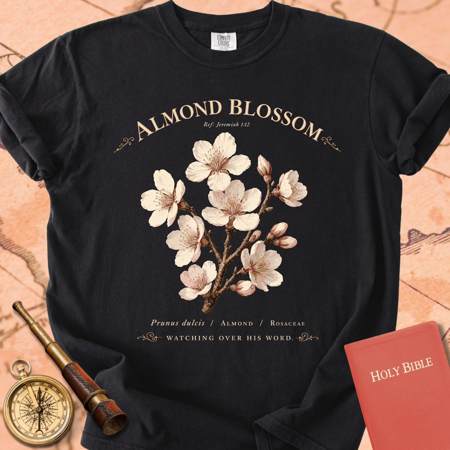 Almond Blossom — "Watching Over His Word" | Jeremiah 1:12 Premium T-shirt