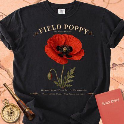 Field Poppy — "The Flower Fades, the Word Endures" | Isaiah 40:8 Premium T-shirt