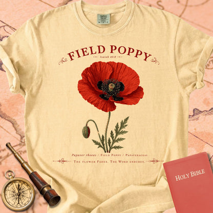 Field Poppy — "The Flower Fades, the Word Endures" | Isaiah 40:8 Premium T-shirt