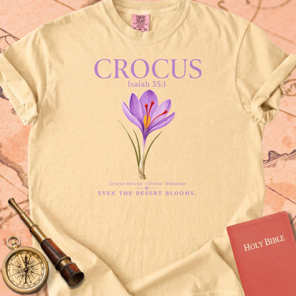 Crocus "Even the Desert Blooms" | Isaiah 35:1 Botanical Christian Tee