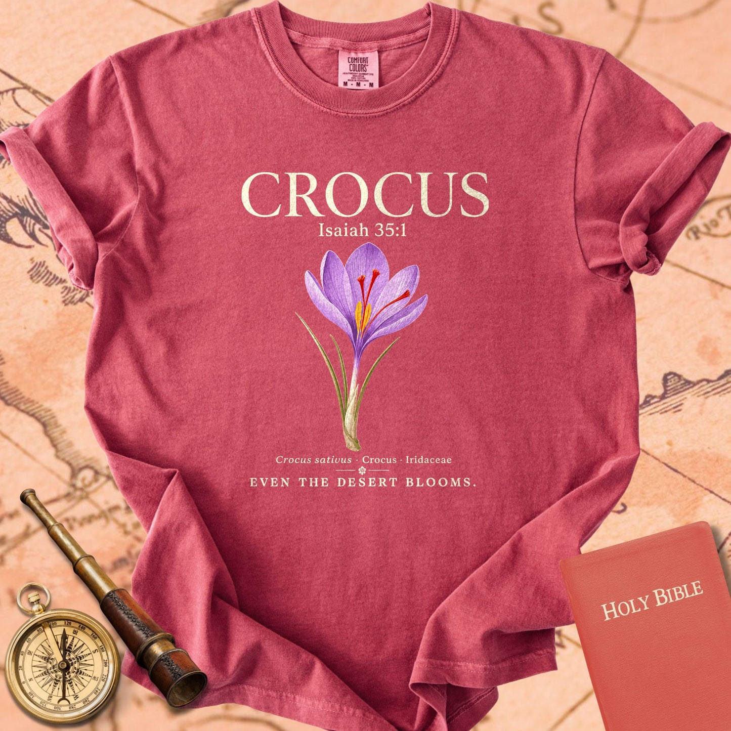 Crocus "Even the Desert Blooms" | Isaiah 35:1 Botanical Christian Tee