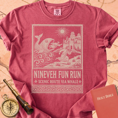 Nineveh Fun Run - Scenic Route via Whale Premium T-shirt