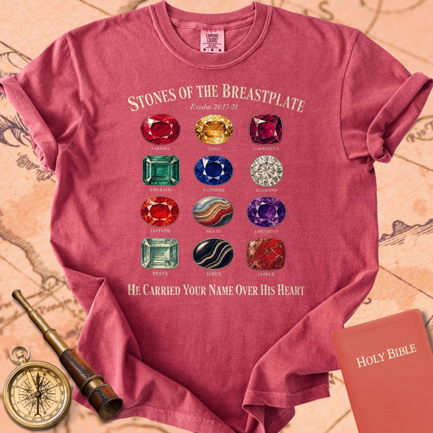 Stones of the Breastplate "He Carried Your Name Over His Heart" | Exodus 28 Tee