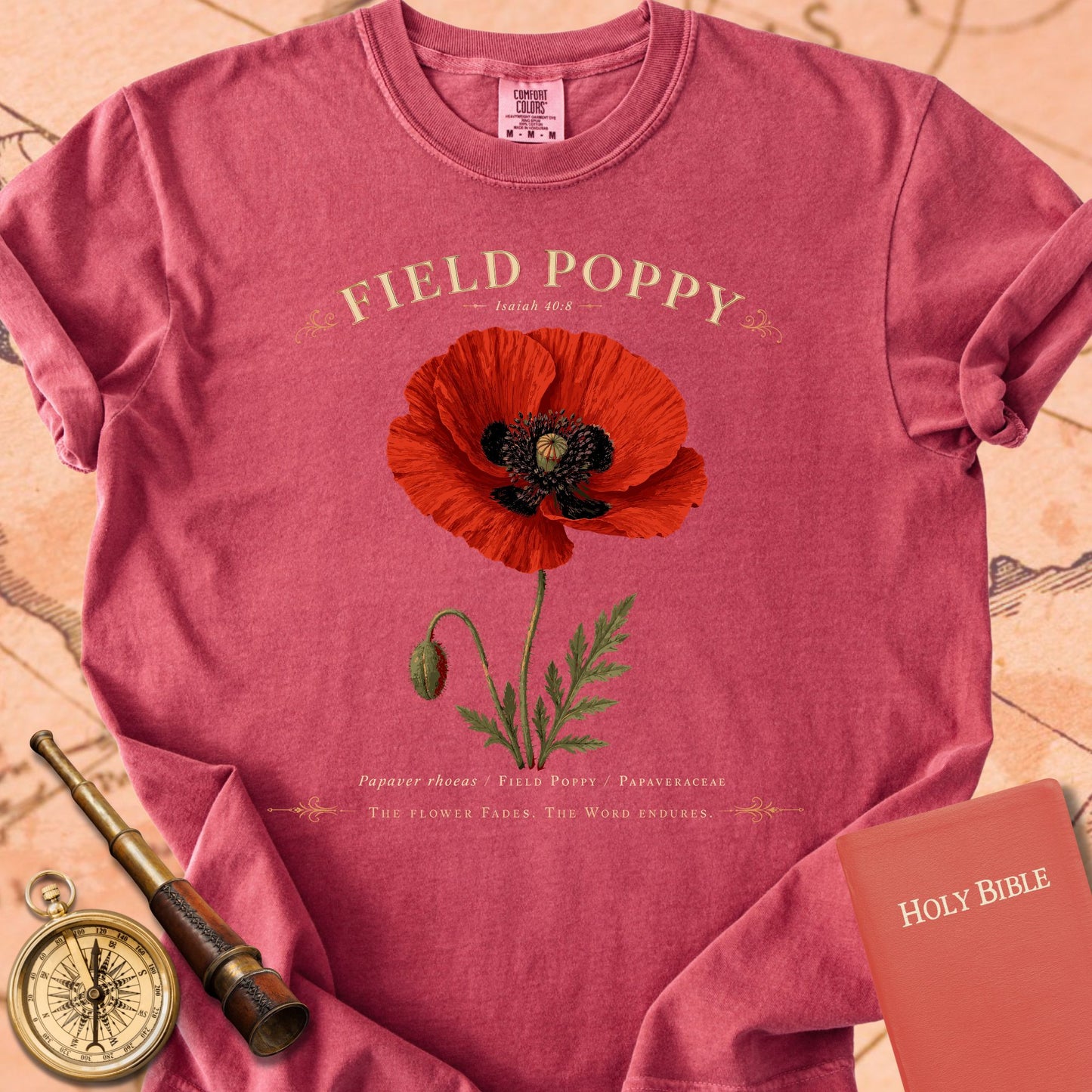 Field Poppy — "The Flower Fades, the Word Endures" | Isaiah 40:8 Premium T-shirt