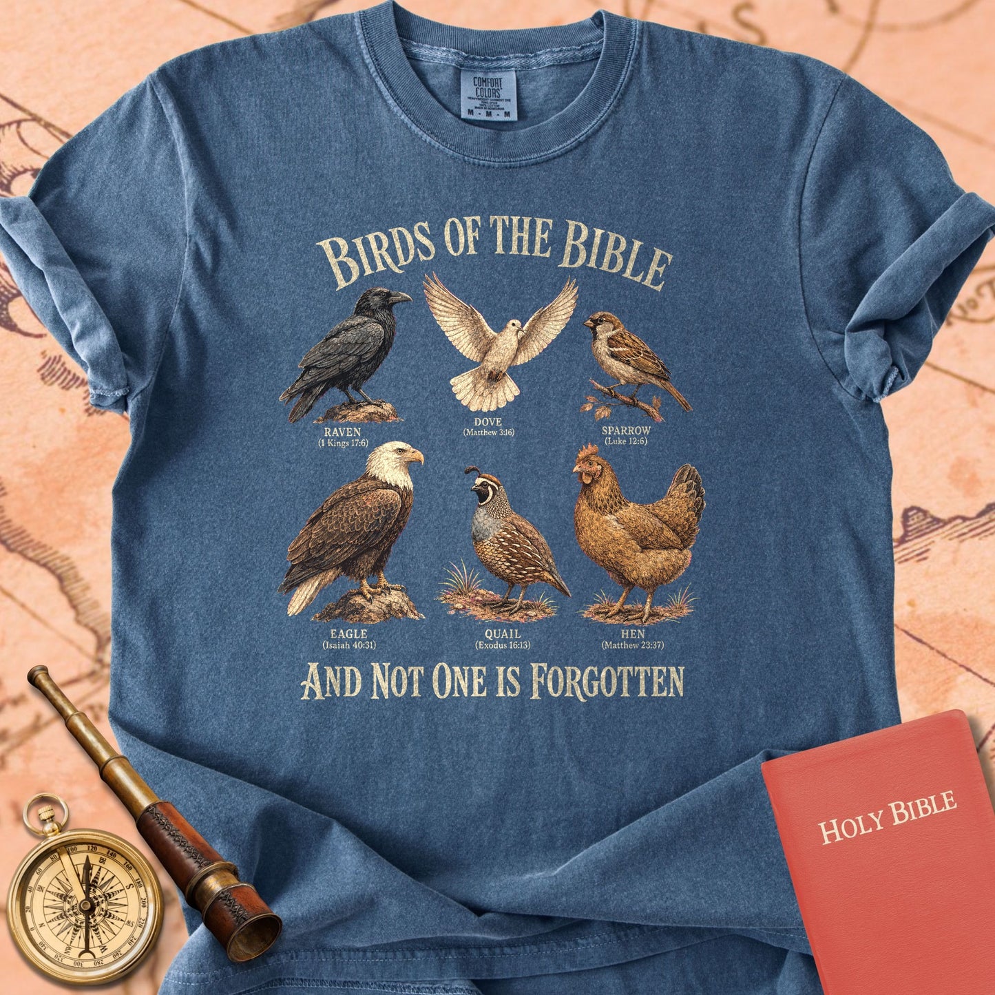 Birds of the Bible "And Not One Is Forgotten" | Luke 12:6 Christian Tee