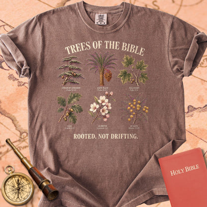 Trees of the Bible "Rooted. Not Drifting." | Psalm 92:12 Botanical Christian Tee