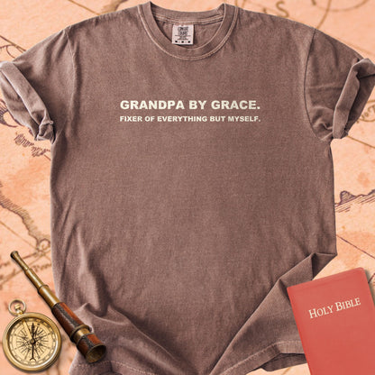 Grandpa by Grace. Fixer of Everything but Myself. Premium T-shirt