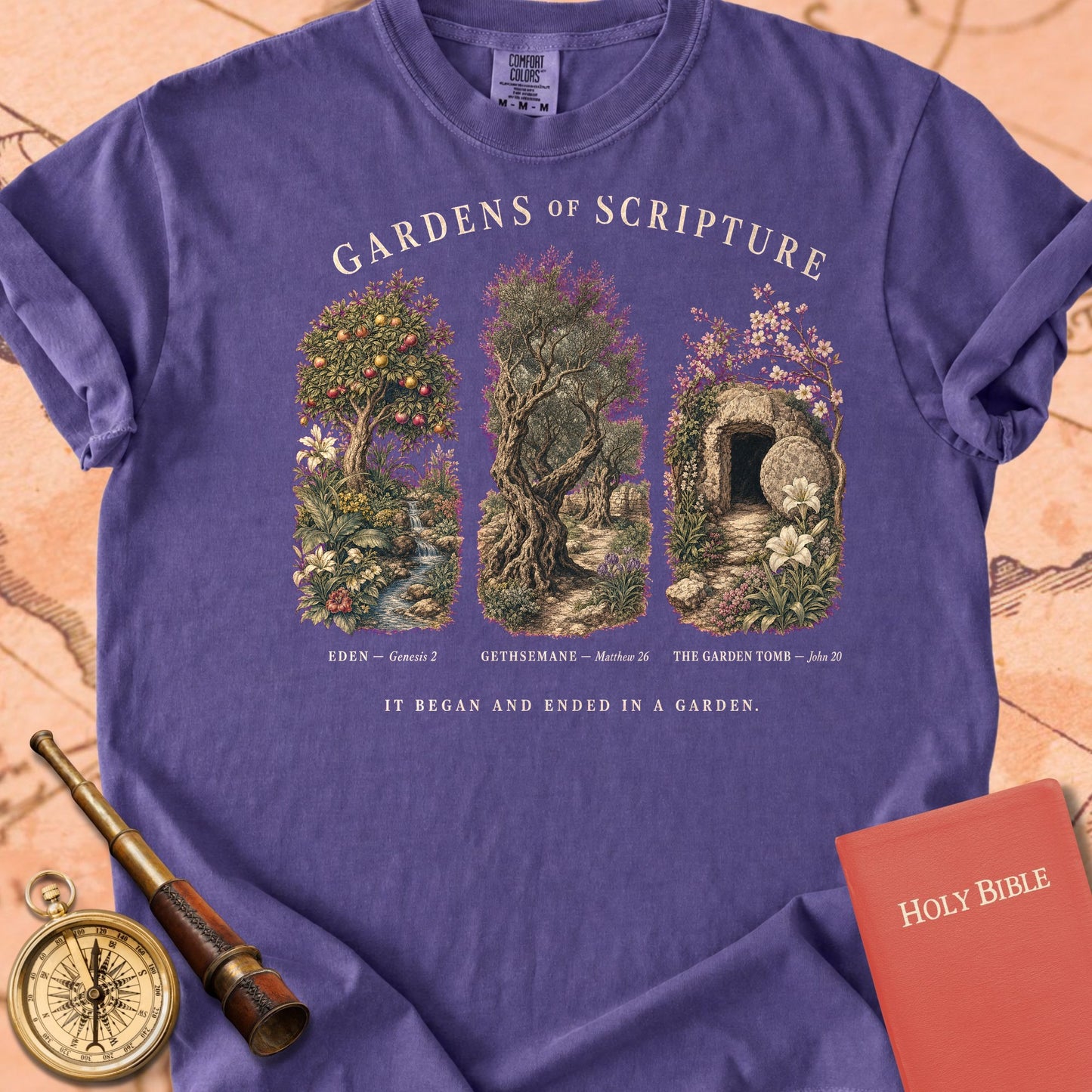 Gardens of Scripture "It Began and Ended in a Garden" | Christian Botanical Tee