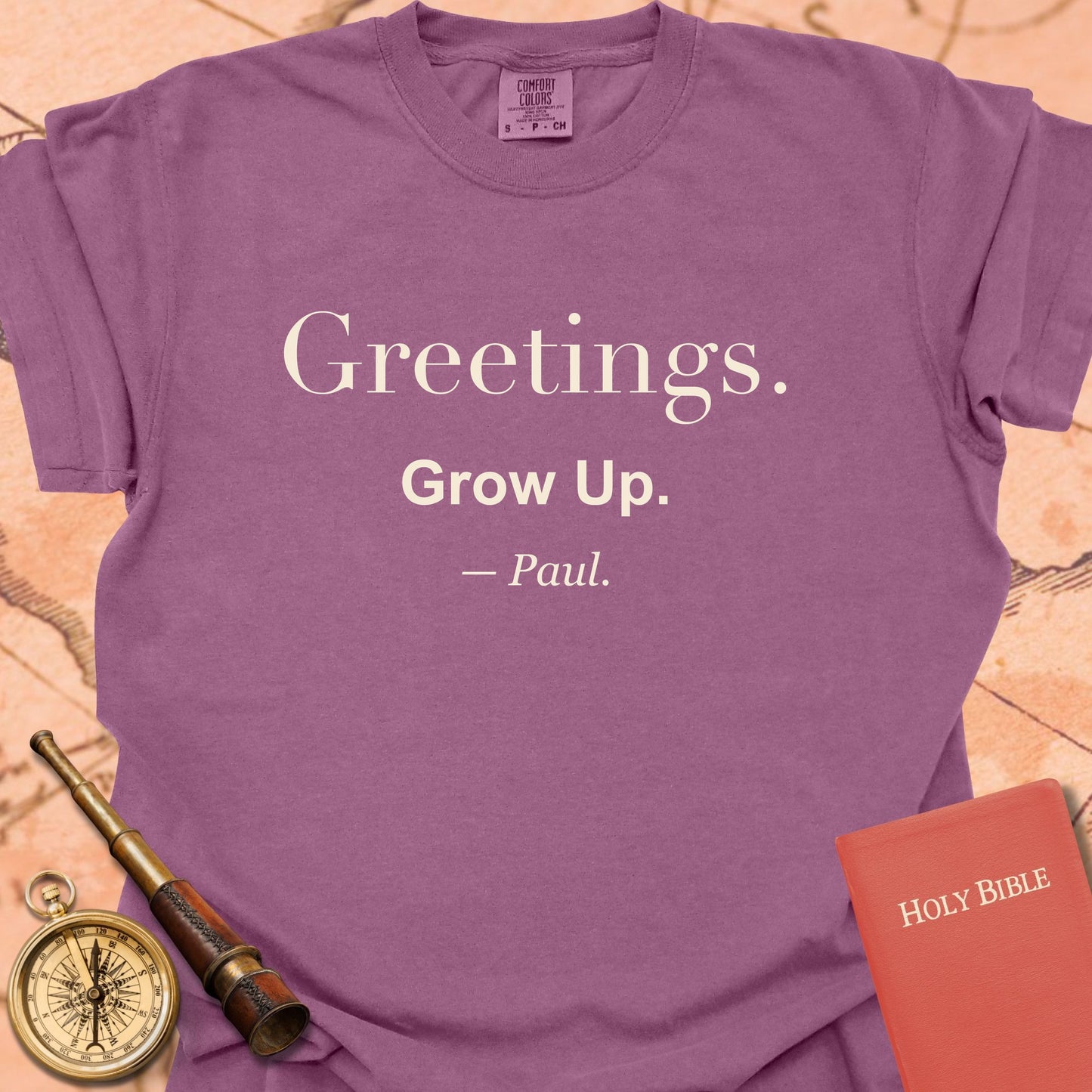 Greetings. Grow Up. —Paul. Premium T-shirt