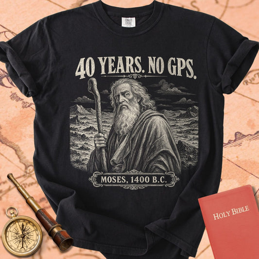 Moses 40 Years No GPS Premium T-shirt
