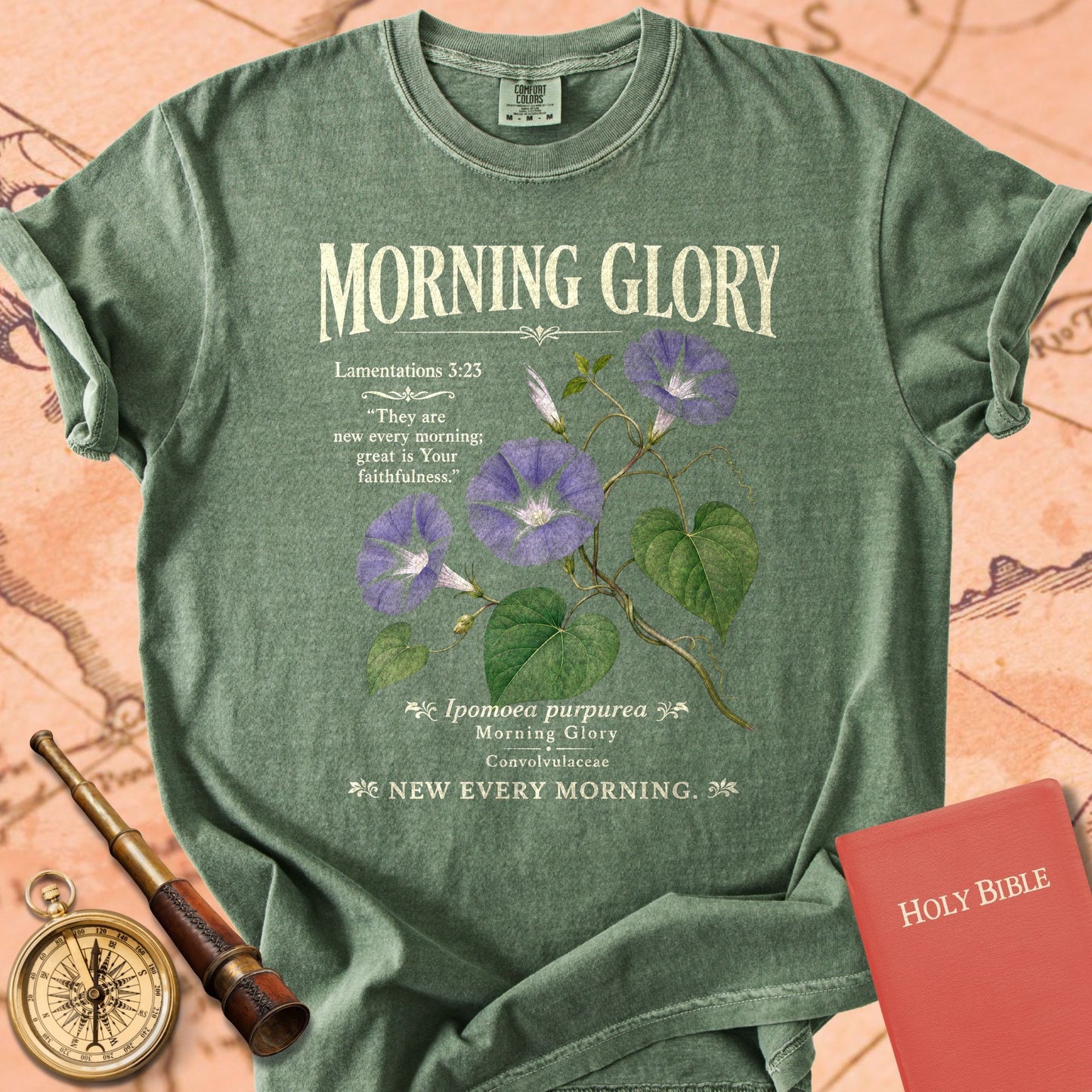 Morning Glory Botanical Bible Verse Premium T-shirt