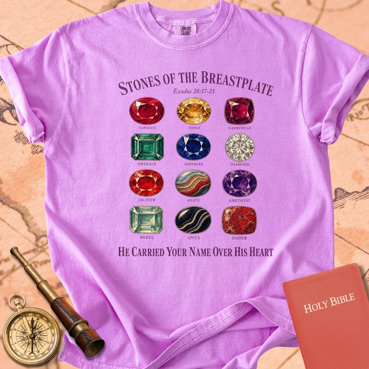 Stones of the Breastplate "He Carried Your Name Over His Heart" | Exodus 28 Tee