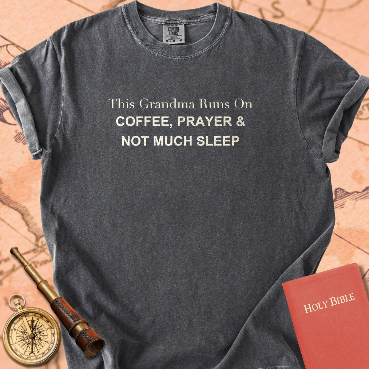 This Grandma Runs On Coffee, Prayer & Not Much Sleep Premium T-shirt