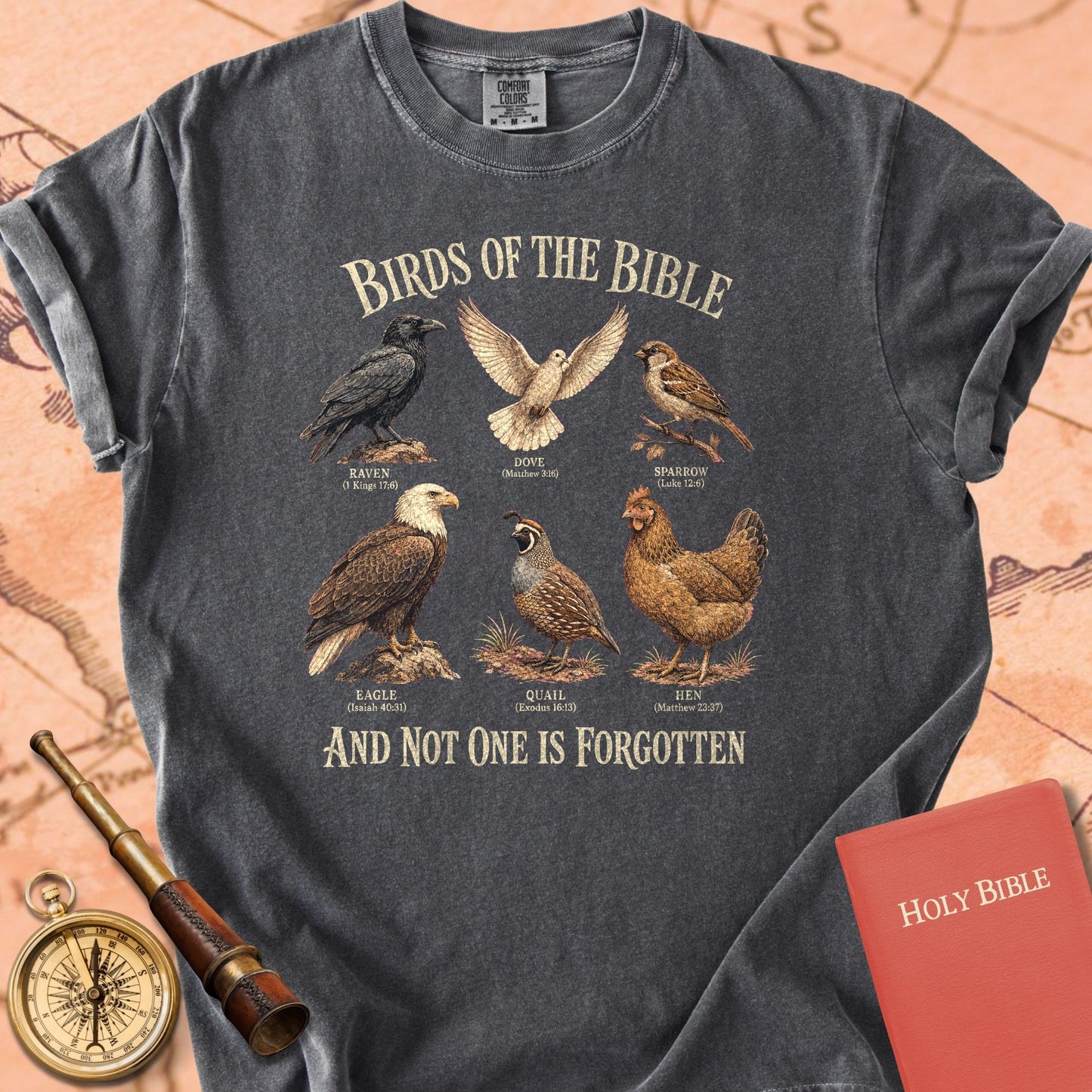 Birds of the Bible "And Not One Is Forgotten" | Luke 12:6 Christian Tee