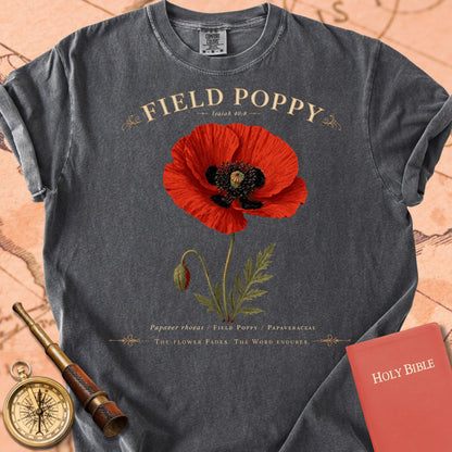 Field Poppy — "The Flower Fades, the Word Endures" | Isaiah 40:8 Premium T-shirt