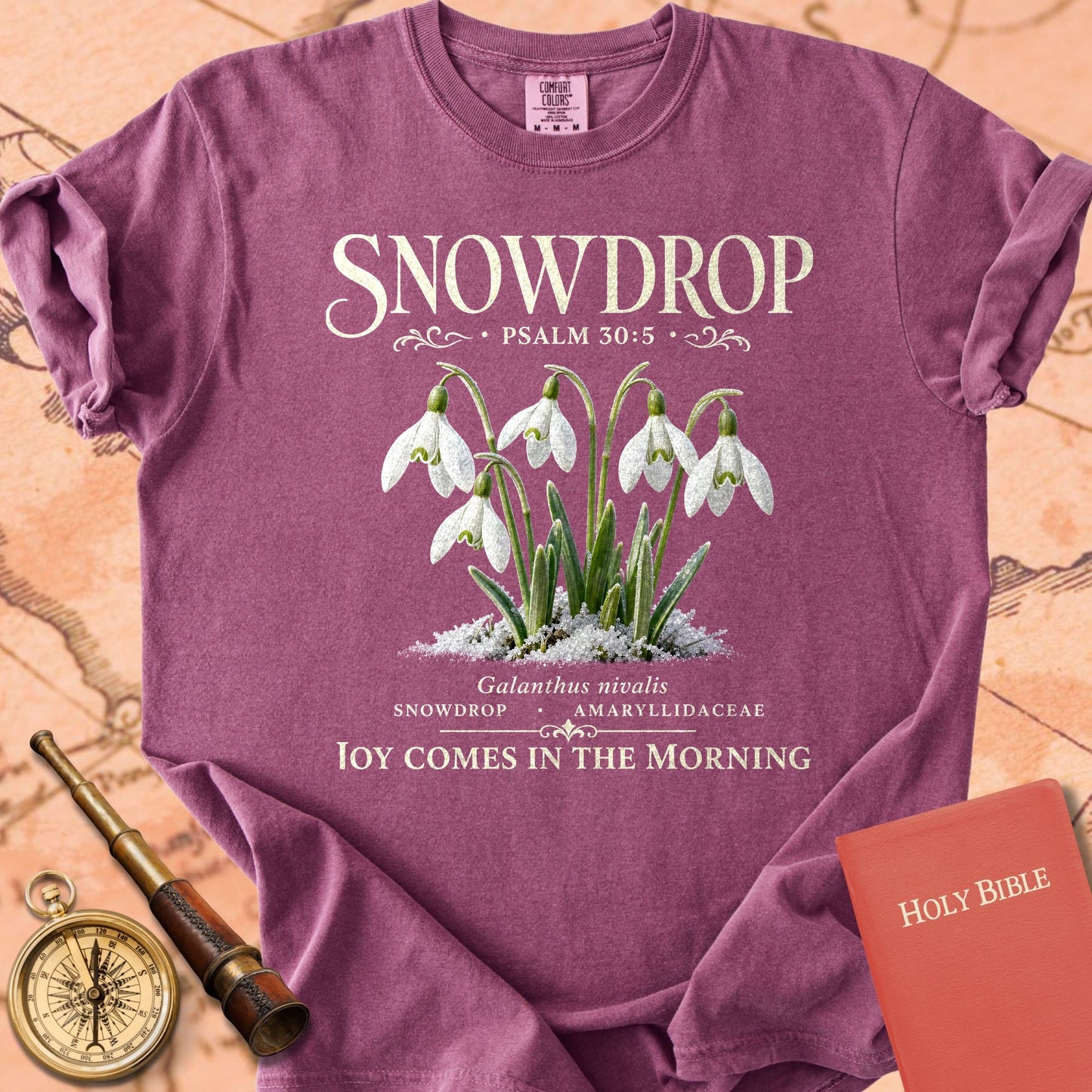 Snowdrop Psalm 30:5 Premium T-shirt