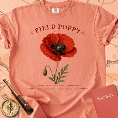 Field Poppy — "The Flower Fades, the Word Endures" | Isaiah 40:8 Premium T-shirt
