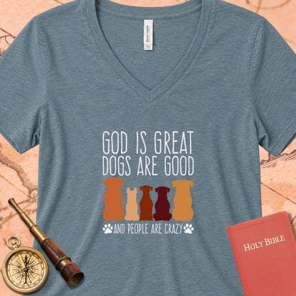 God is Great Dogs Heather V-Neck Tee