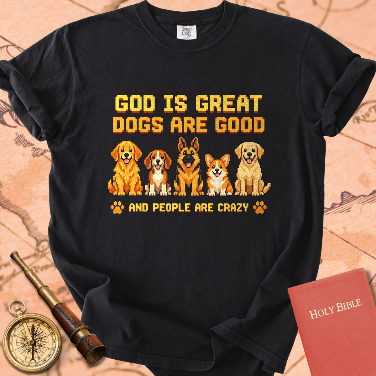 God is Great Dogs are Good - Retro Pixel Art Premium T-shirt