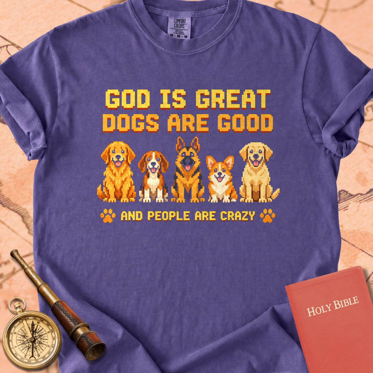 God is Great Dogs are Good - Retro Pixel Art Premium T-shirt