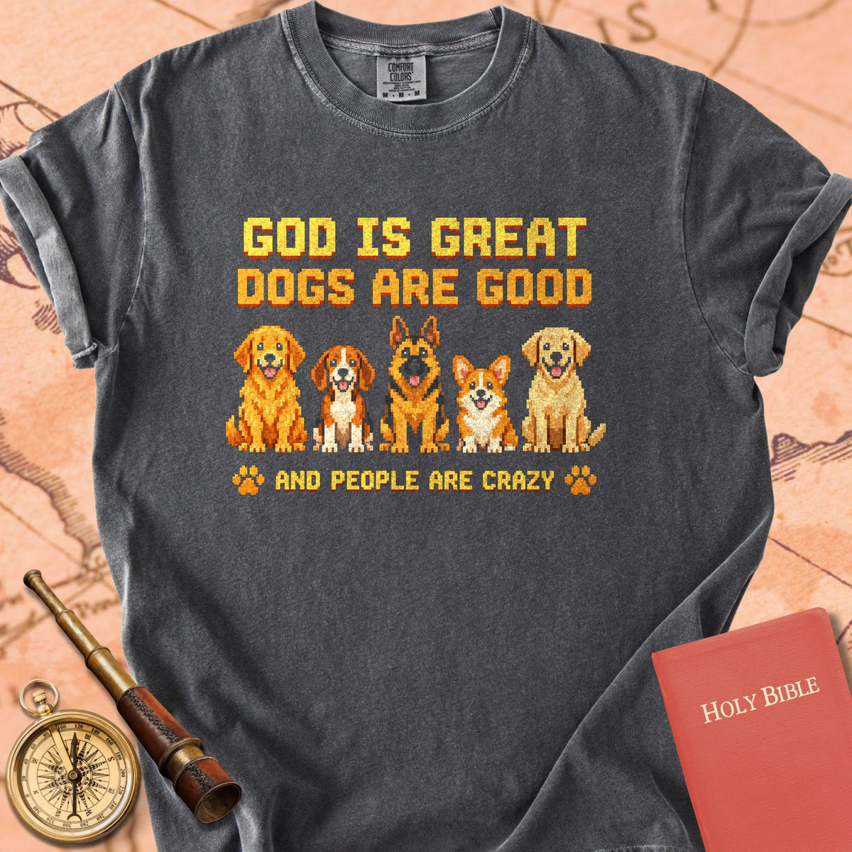 God is Great Dogs are Good - Retro Pixel Art Premium T-shirt
