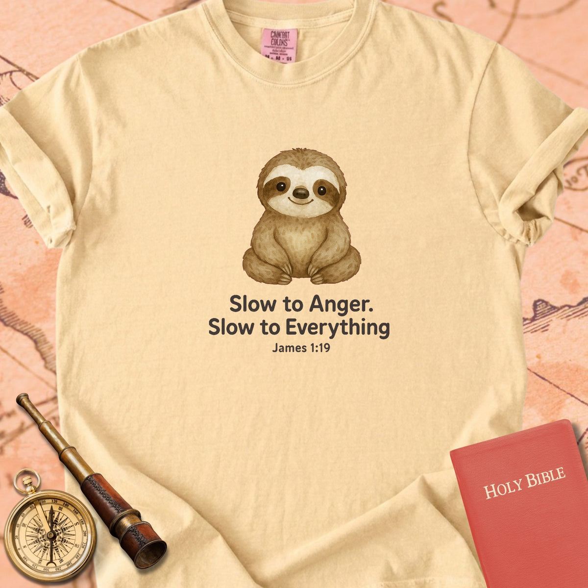 Slow to Anger, Slow to Everything — Cute Sloth Premium T-shirt — Butter Comfort Colors