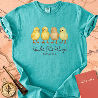 Under His Wings — Chicks Premium T-shirt — Seafoam Comfort Colors
