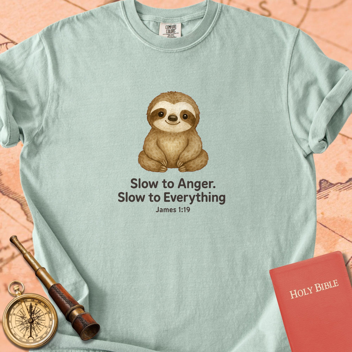 Slow to Anger, Slow to Everything — Cute Sloth Premium T-shirt — Bay Comfort Colors