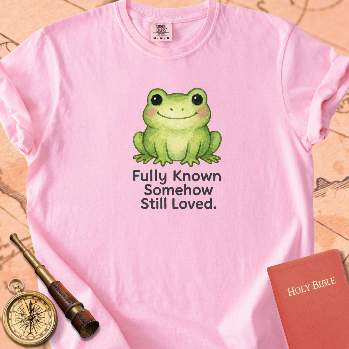 Fully Known, Somehow Still Loved — Cute Frog Premium T-shirt — Blossom Comfort Colors