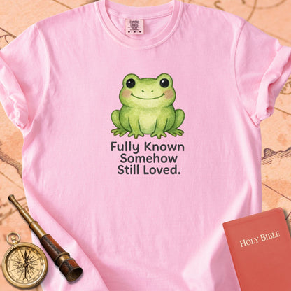 Fully Known, Somehow Still Loved — Cute Frog Premium T-shirt — Blossom Comfort Colors
