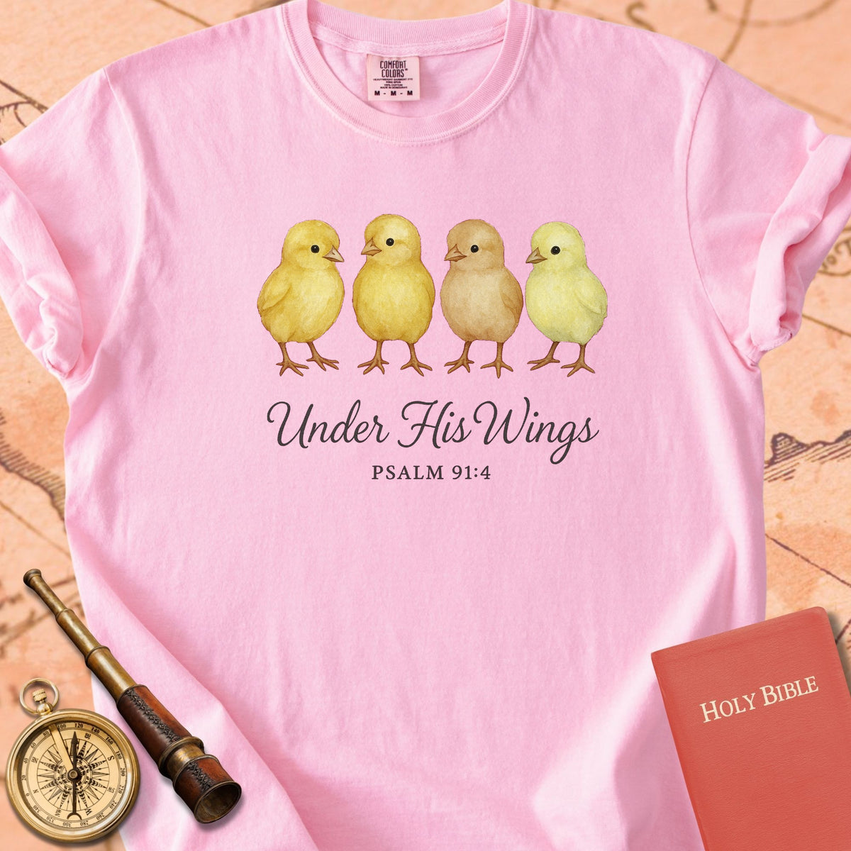 Under His Wings — Chicks Premium T-shirt — Blossom Comfort Colors