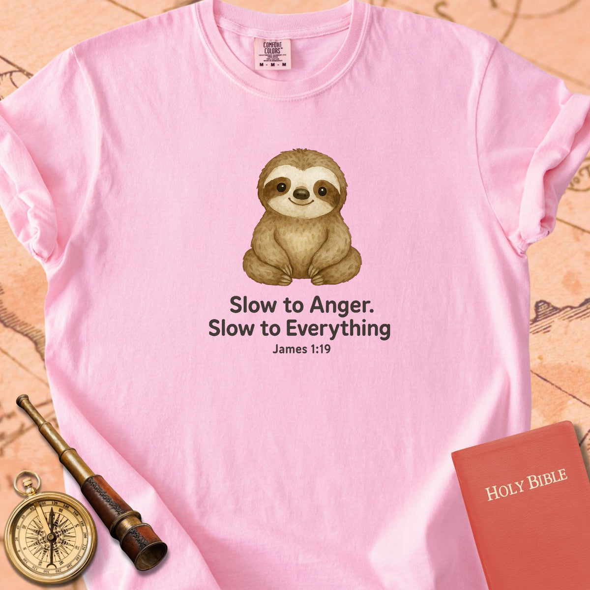 Slow to Anger, Slow to Everything — Cute Sloth Premium T-shirt — Blossom Comfort Colors
