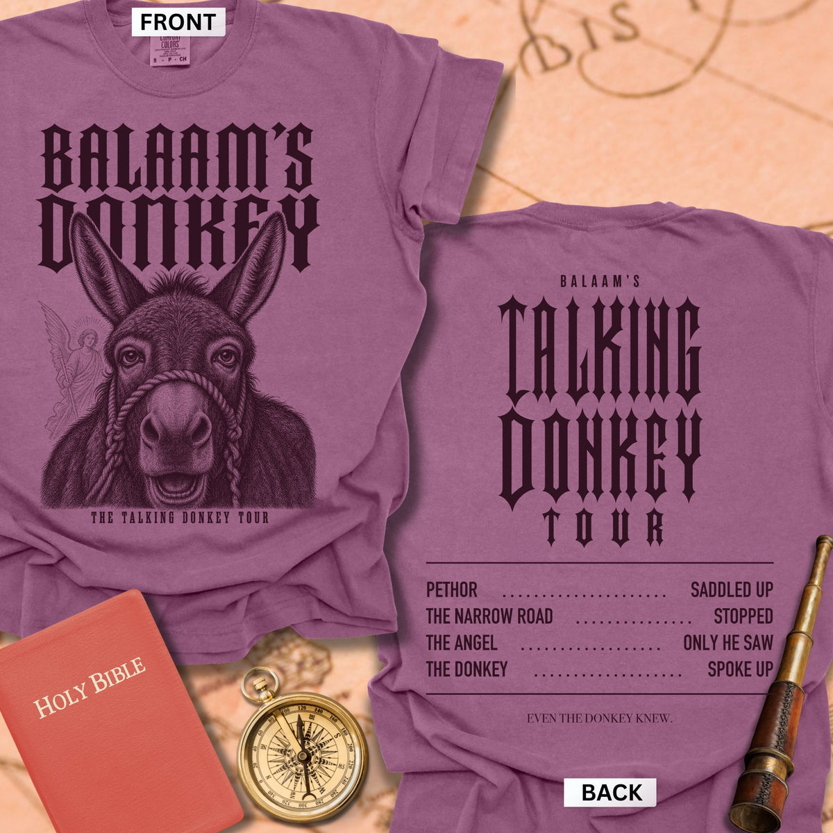 Balaam's Donkey. The Talking Donkey Tour. Premium T-shirt