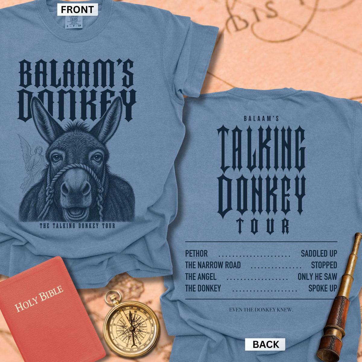 Balaam's Donkey. The Talking Donkey Tour. Premium T-shirt