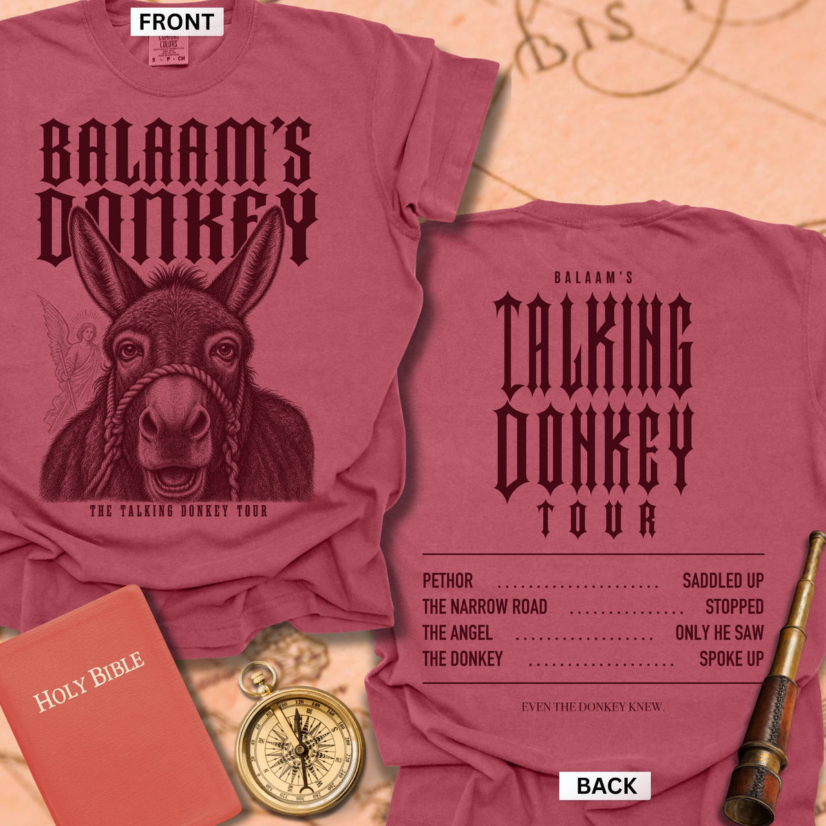 Balaam's Donkey. The Talking Donkey Tour. Premium T-shirt